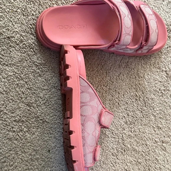 Coach Pink Double Strap Slides - Picture 2 of 2